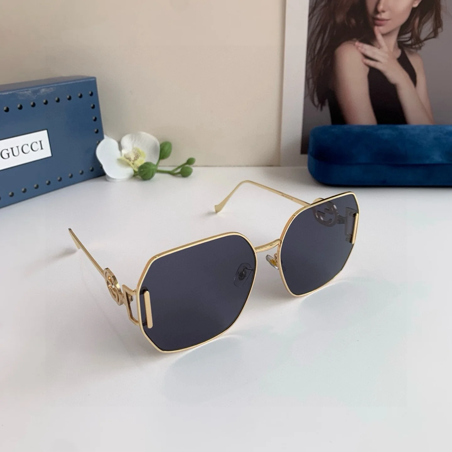 Gucci High-end metal frame unisex sunglasses