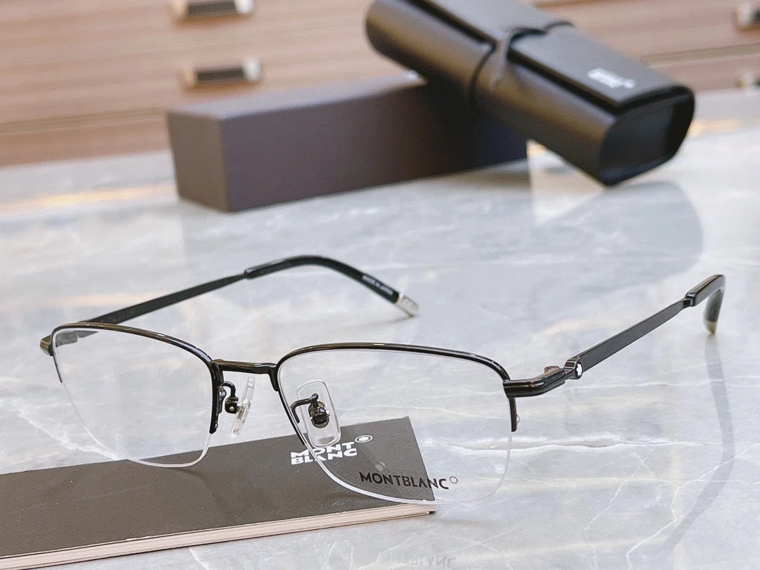 Montblanc Half-frame hexagonal white star men s glasses frame