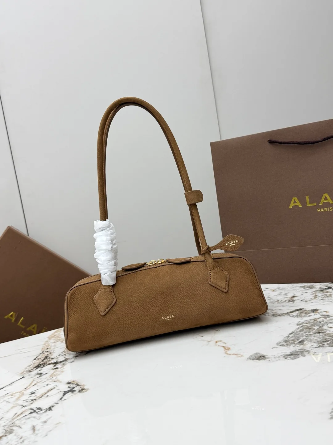 ALAIA A06033 Suede Wurst Bag Women s Shoulder Bag