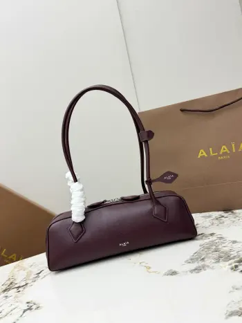 A06033 Goat Leather Waxed Sausage Bag Women s Shoulder Bag Replica ALAIA womens bags