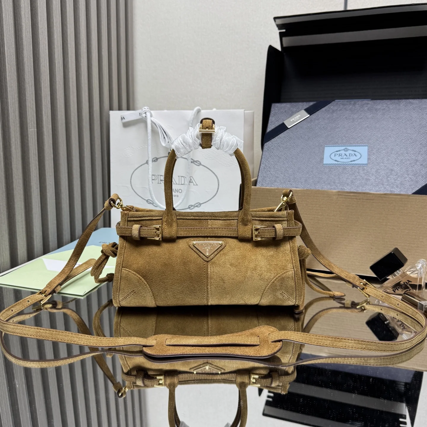 Prada 1BA486 Imported Suede Handbag Women s Crossbody Bag Prada 1BA486 Imported Suede Handbag Women s Crossbody Bag
