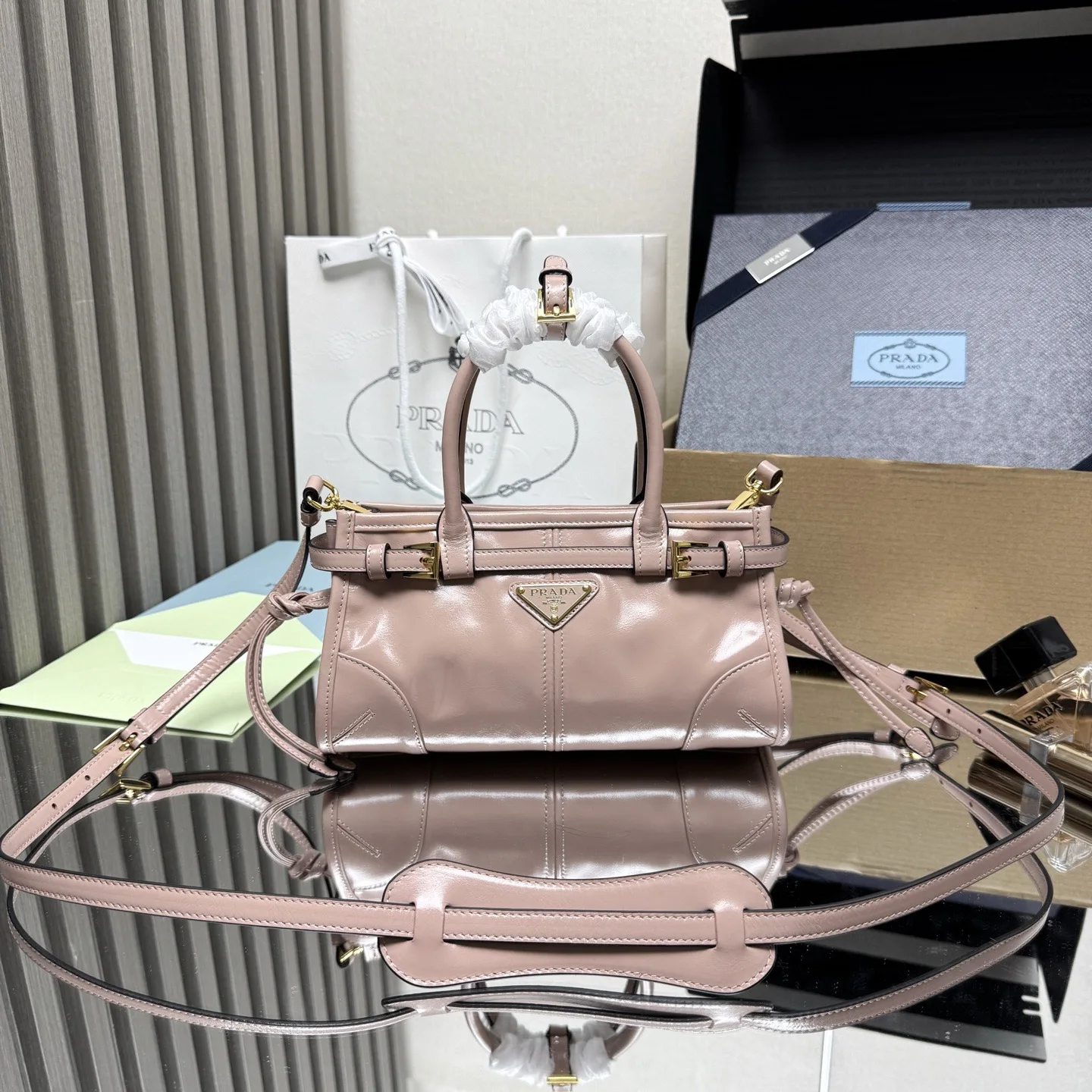 Prada 1BA486 Oil Wax Leather Mini Handbag Women s Crossbody Bag Prada 1BA486 Oil Wax Leather Mini Handbag Women s Crossbody Bag