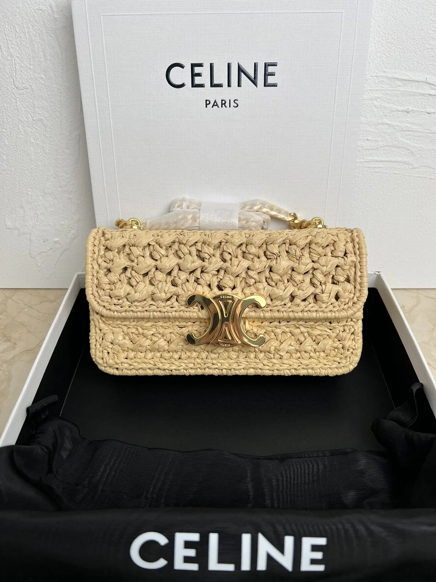 Celine 112252 Plant Woven Chain Handbag Women s Shoulder Bag Celine 112252 Plant Woven Chain Handbag Women s Shoulder Bag