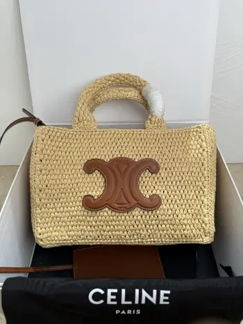 116302 Cowhide Leather Straw Woven Bag Women s Crossbody Bag Replica Celine womens bags