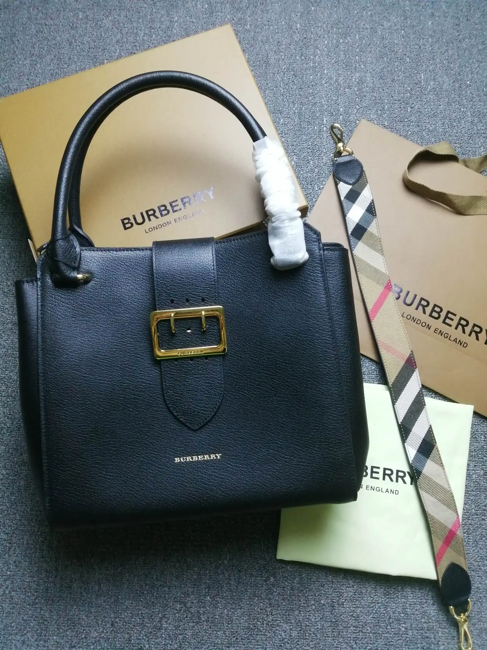 Burberry 89011 Plaid Buckle Bag Women s Handbag