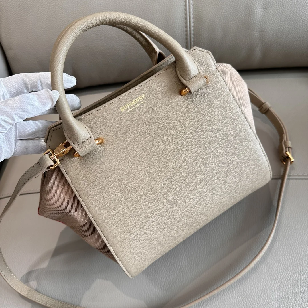 Burberry Cotton Plaid Canvas Tote Bag Women s Crossbody Bag