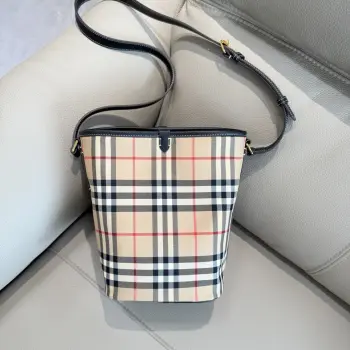 0862 Classic British Plaid Bucket Bag Women s Crossbody Bag Replica Burberry womens bags