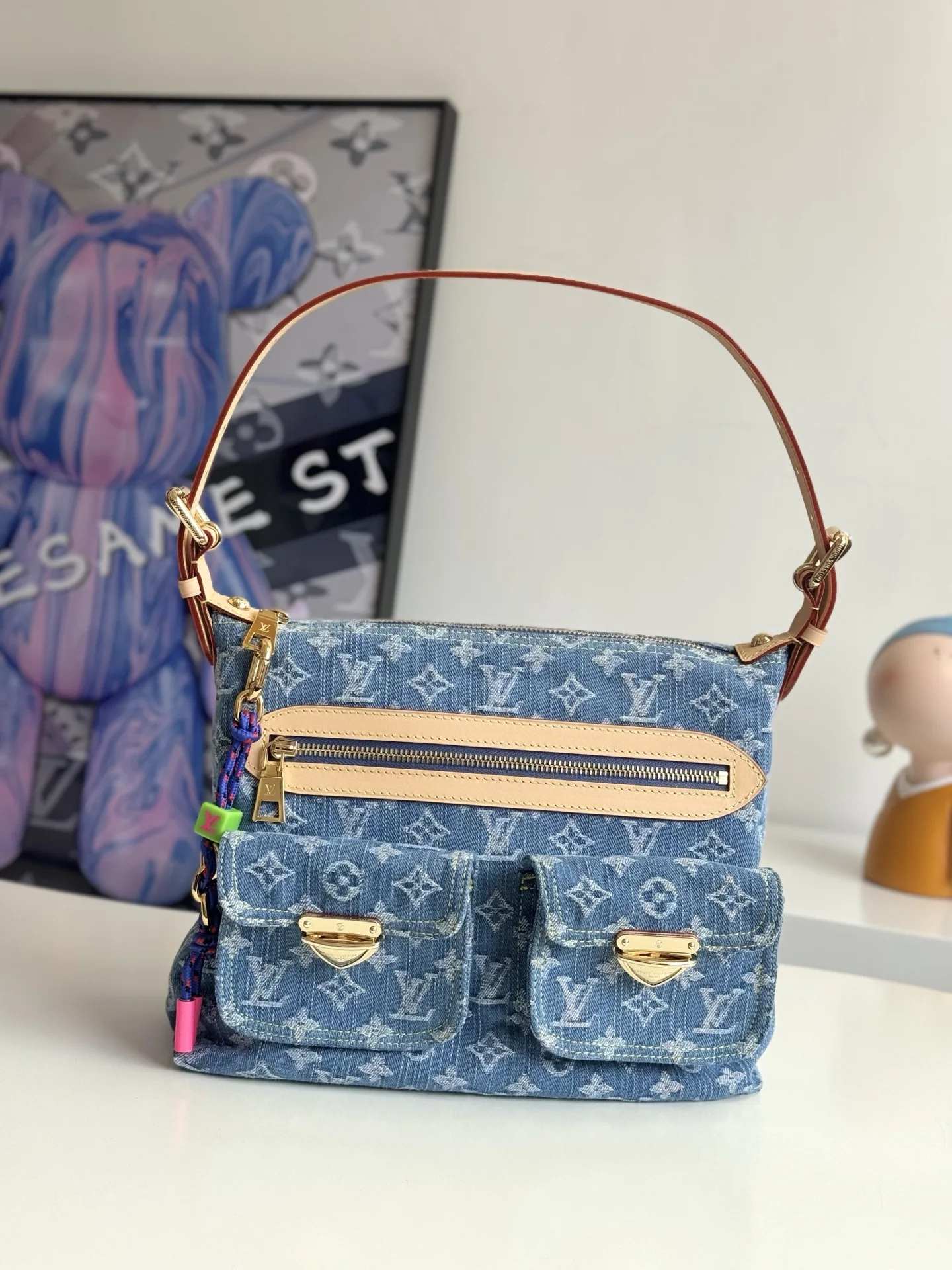 Louis Vuitton M27329 Classic Denim Fabric Handbag Women s Shoulder Bag