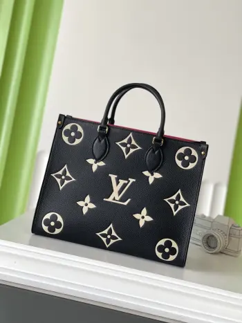 M45495 ONTHEGO All-Leather Square Bag Tote Shoulder Bag Replica Louis Vuitton womens bags