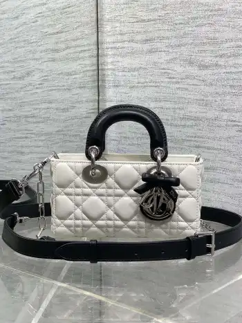 Black and white patchwork silver buckle bow rectangular bag women s crossbody bag Replica Dior womens bags
