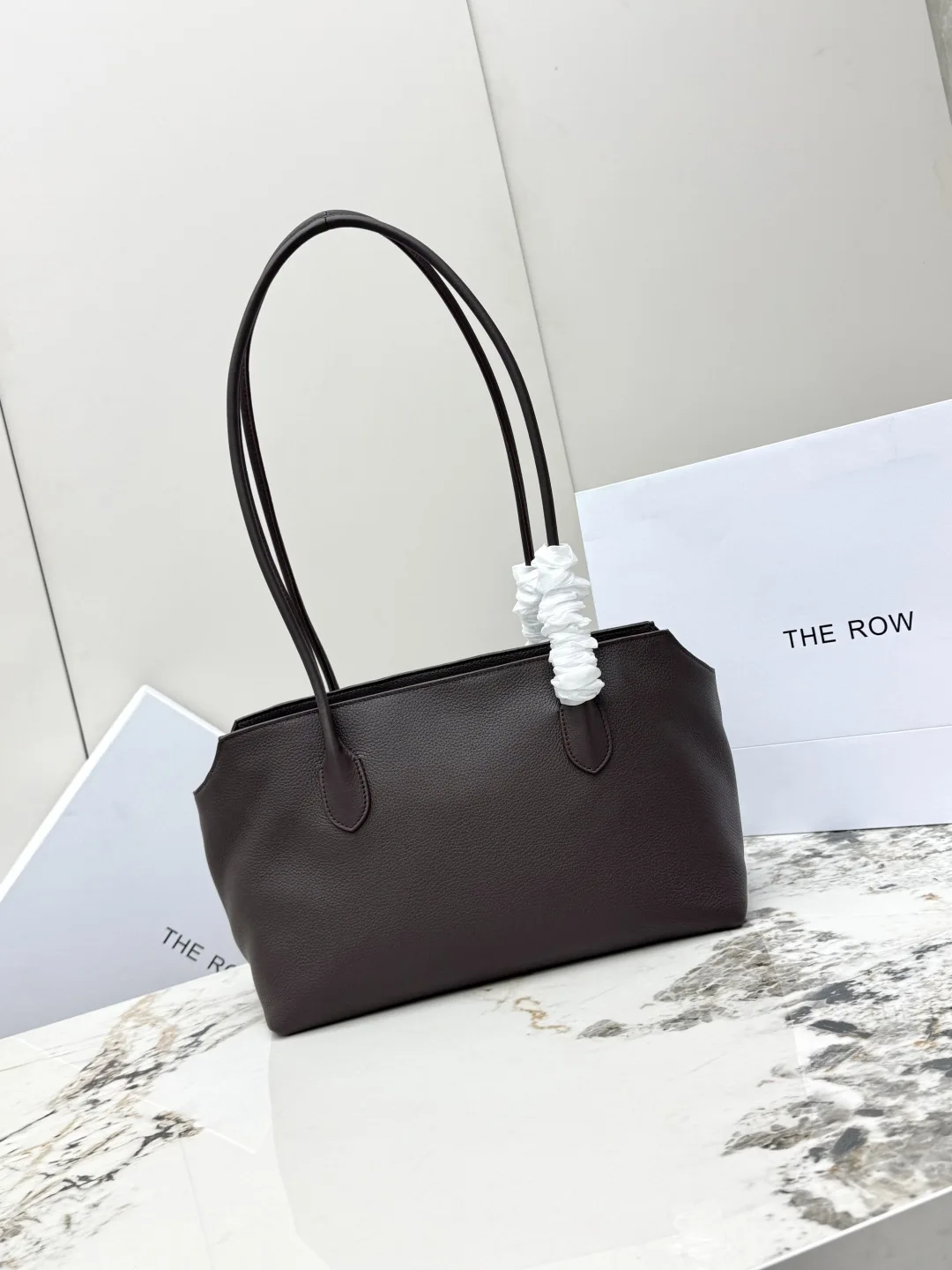 THE ROW T1292 Imported Lychee Pattern Cowhide Shell Bag Women s Shoulder Bag
