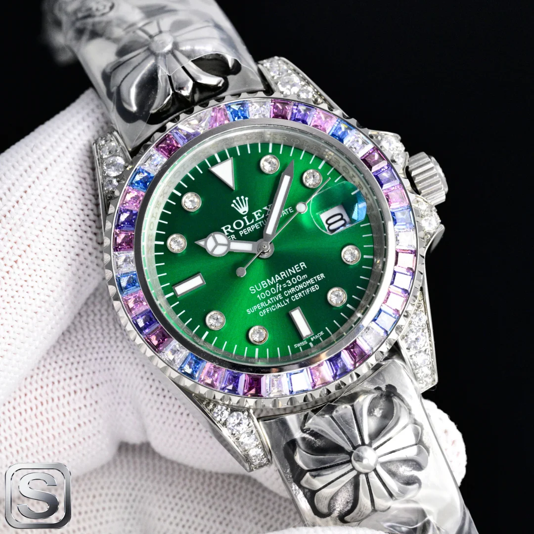 ROLEX Water Ghost Diamond Inlaid Crocodile Heart Fashion Watch Men s Mechanical Watch ROLEX Water Ghost Diamond Inlaid Crocodile Heart Fashion Watch Men s Mechanical Watch
