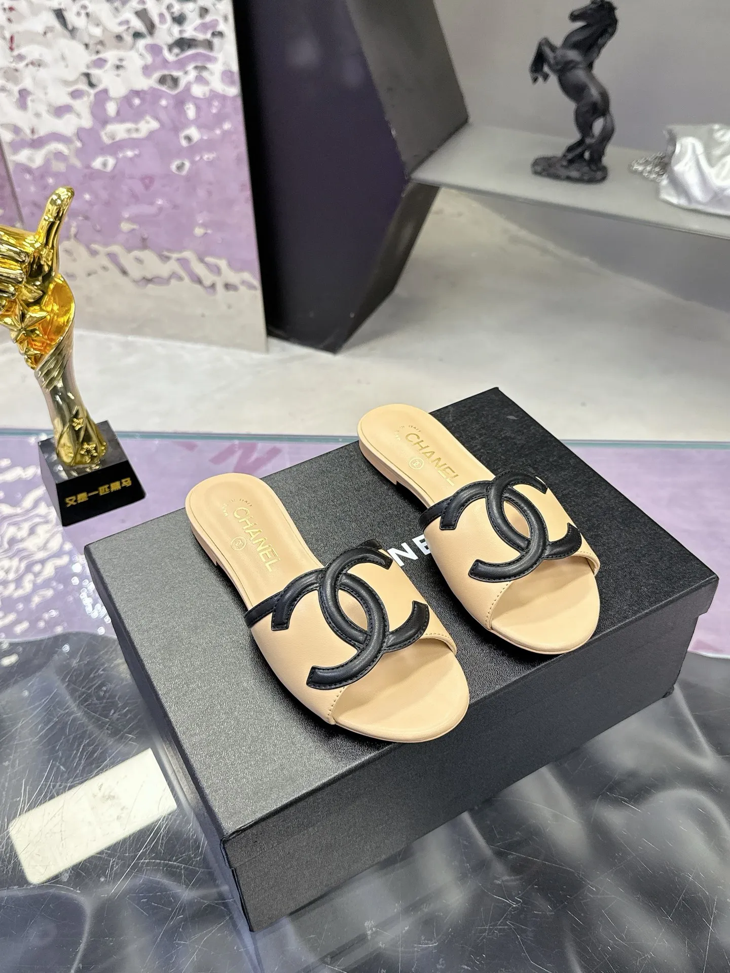 Chanel Double C logo kitten and slippers women s sandals
