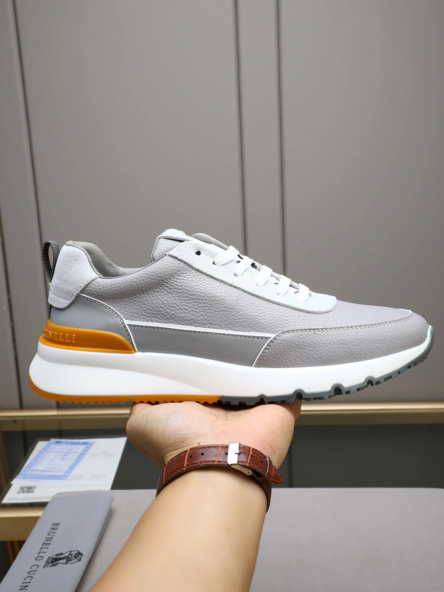 Brunello Cucinelli Imported mesh sports shoes made of calfskin for men Brunello Cucinelli Imported mesh sports shoes made of calfskin for men