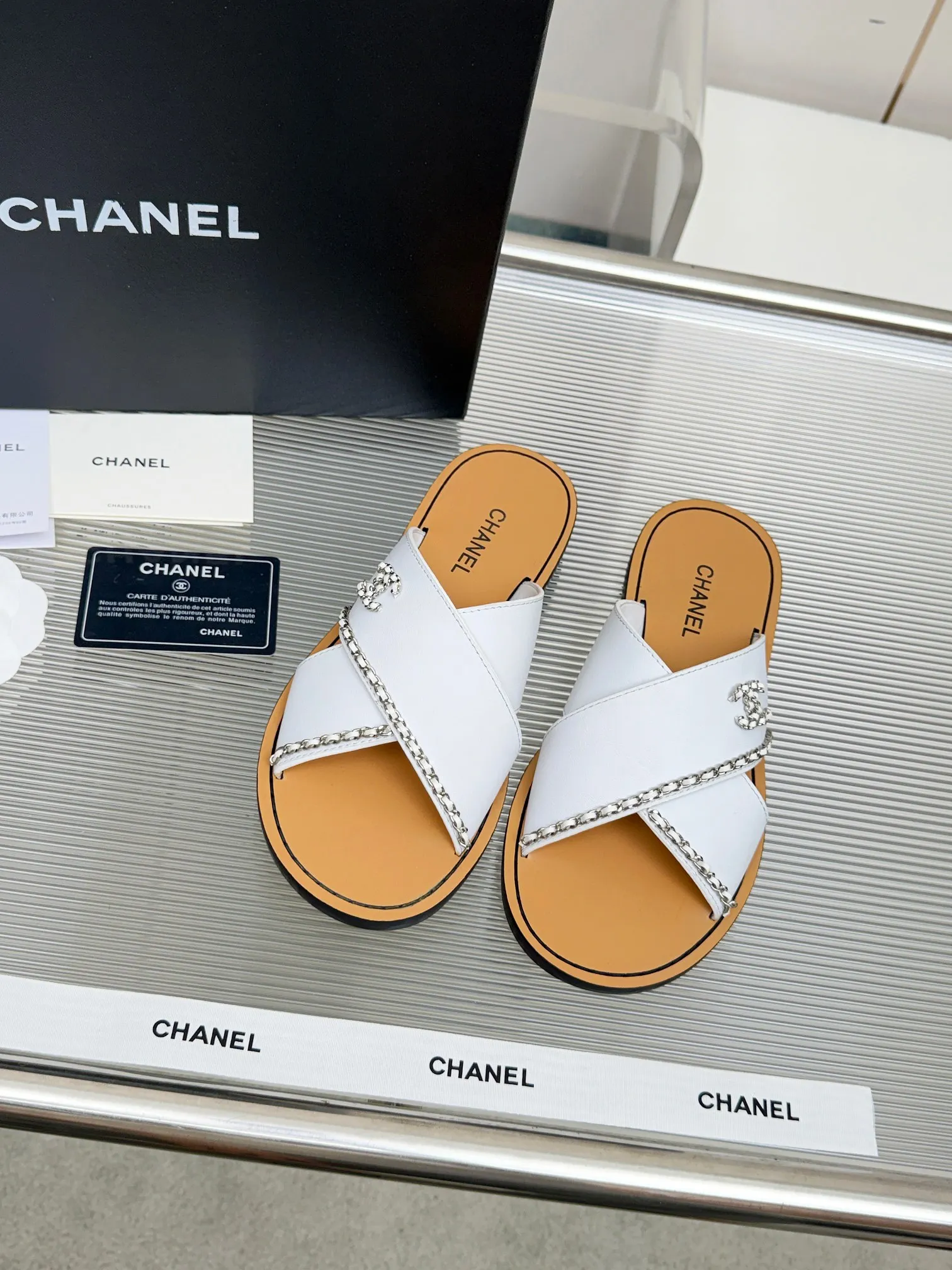 Chanel Sheepskin Cross Strap Sandals Women s Slippers Chanel Sheepskin Cross Strap Sandals Women s Slippers