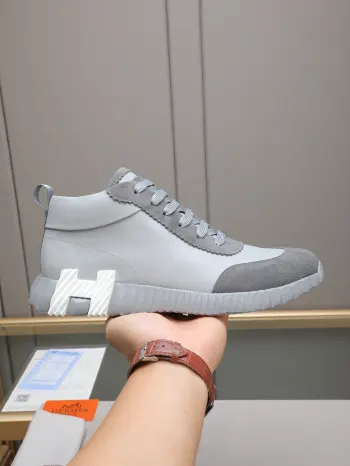 Spliced genuine leather sports shoes men s sports shoes Replica Hermes Mens Sneakers