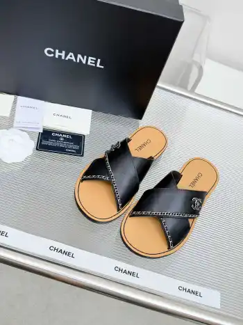 Sheepskin cross strap sandals women s slippers Replica Chanel Womens Sandals and Slides