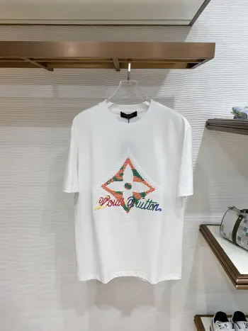 Latest men s short-sleeve round-neck T-shirt Replica Louis Vuitton Tshirts and Polos