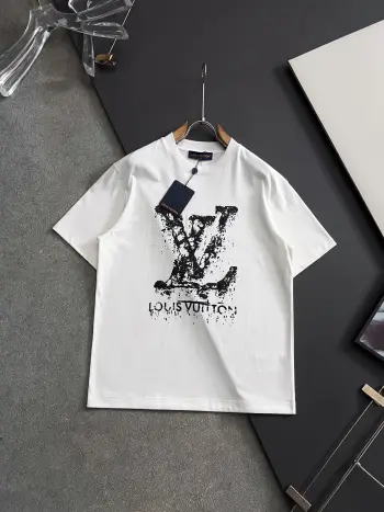 Pure cotton double yarn drop shoulder loose series short sleeves Replica Louis Vuitton Tshirts and Polos