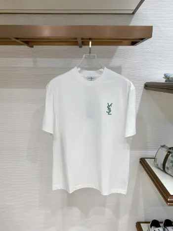 Latest men s short-sleeve round-neck T-shirt Replica SAINT LAURENT Tshirts and Polos