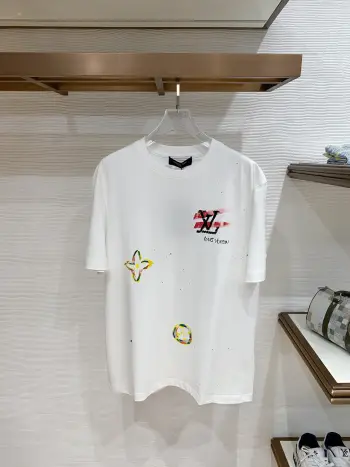 Latest men s short-sleeve round-neck T-shirt Replica Louis Vuitton Tshirts and Polos