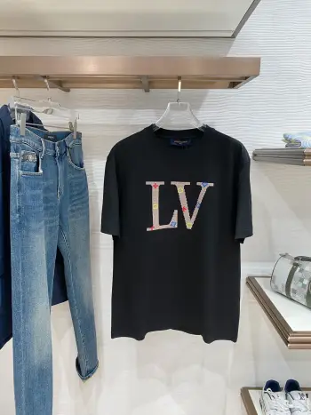 Latest men s short-sleeve round-neck T-shirt Replica Louis Vuitton Tshirts and Polos