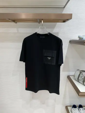 Latest men s short-sleeve round-neck T-shirt Replica Prada Tshirts and Polos