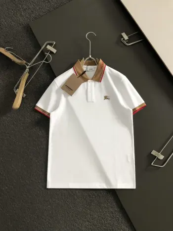 Black Coffee Color-Blocked Knight 3D Embroidered Short Sleeve for Spring and Summer Replica Burberry Tshirts and Polos