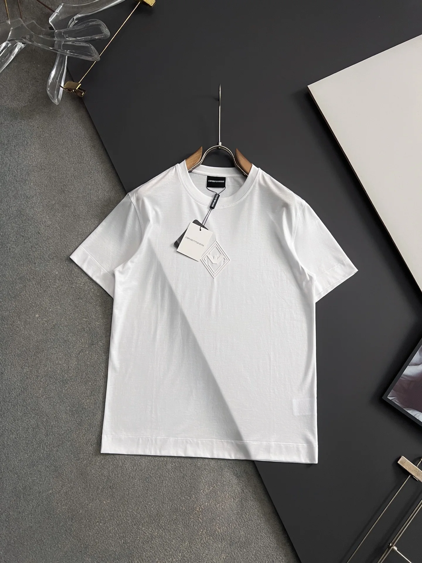 Armani Spring and summer new double-strand mercerized men s short-sleeve T-shirt
