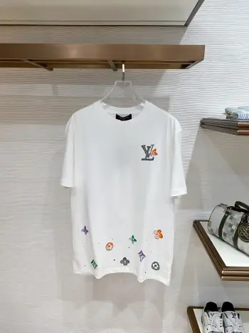 Latest men s short-sleeve round-neck T-shirt Replica Louis Vuitton Tshirts and Polos