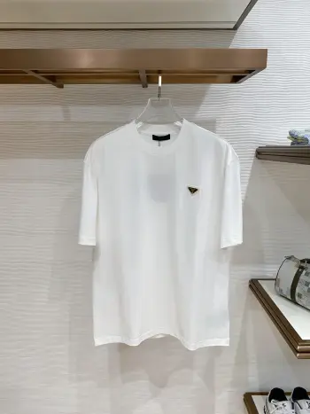 Latest men s short-sleeve round-neck T-shirt Replica Prada Tshirts and Polos