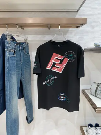 Latest men s short-sleeve round-neck T-shirt Replica Fendi Tshirts and Polos