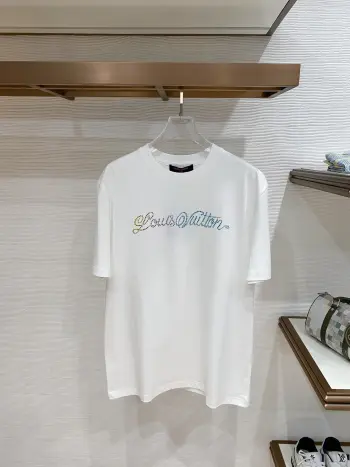 Latest men s short-sleeve round-neck T-shirt Replica Louis Vuitton Tshirts and Polos
