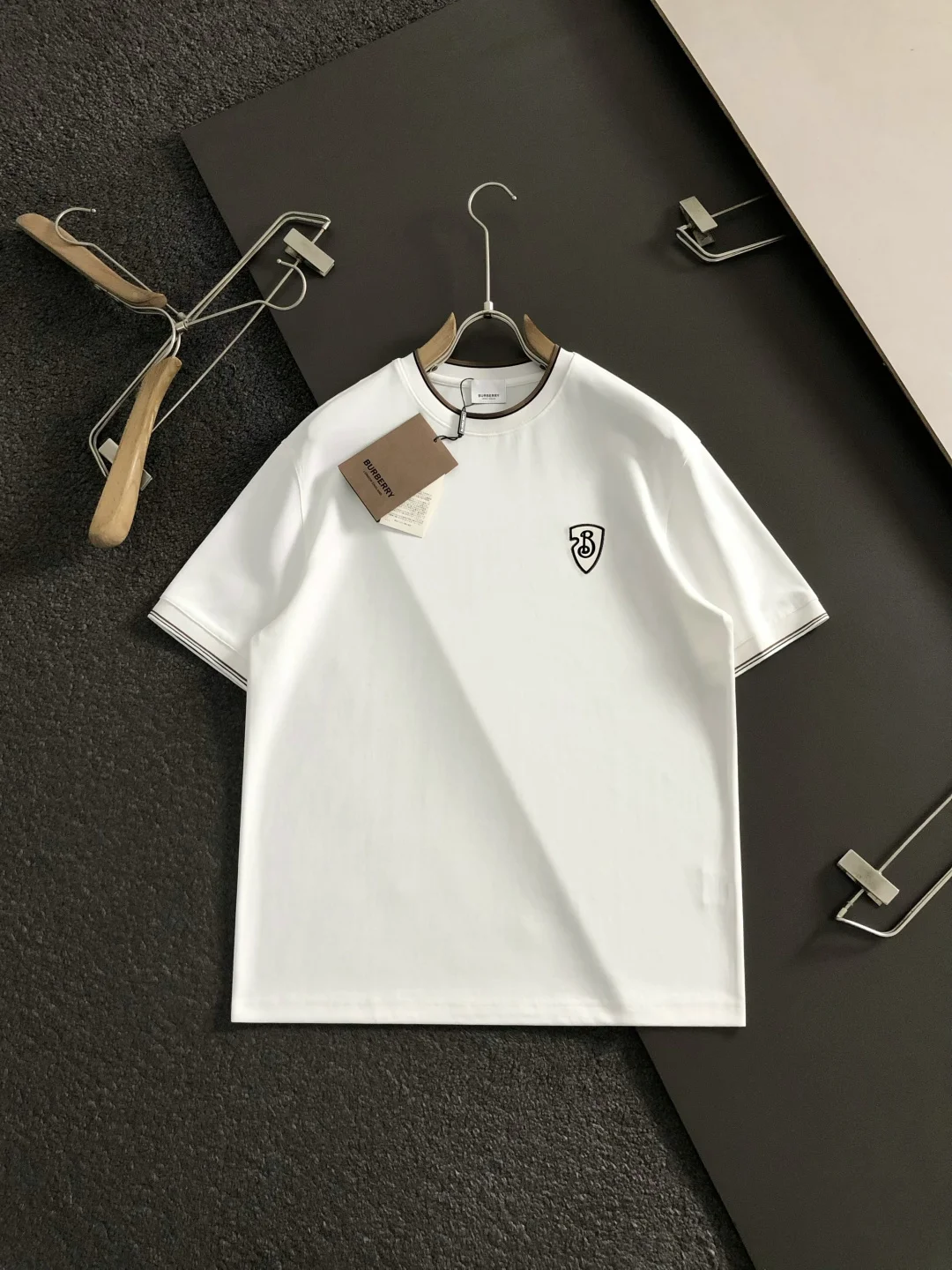 Burberry Spring and summer jacquard woven collar short sleeve