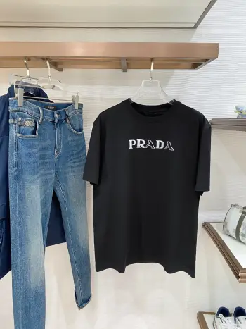 Latest men s short-sleeve round-neck T-shirt Replica Prada Tshirts and Polos