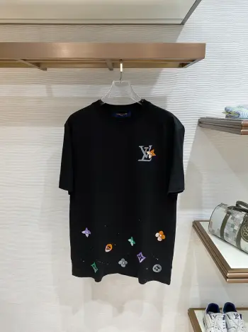 Latest men s short-sleeve round-neck T-shirt Replica Louis Vuitton Tshirts and Polos