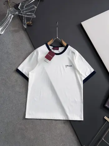 Pure cotton double yarn drop shoulder loose series short sleeves Replica Gucci Tshirts and Polos