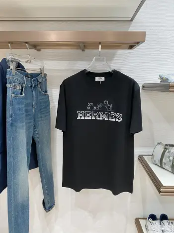 Latest men s short-sleeve round-neck T-shirt Replica Hermes Tshirts and Polos