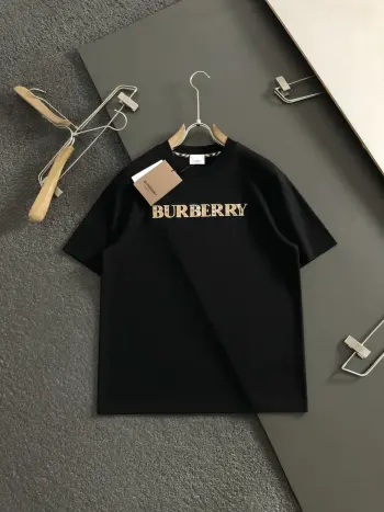 Plaid Patch Embroidery Spring/Summer Short Sleeve Replica Burberry Tshirts and Polos