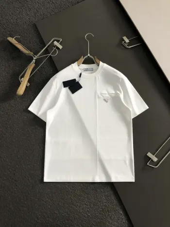 Men s Spring/Summer Letter Print Short Sleeve Replica Prada Tshirts and Polos