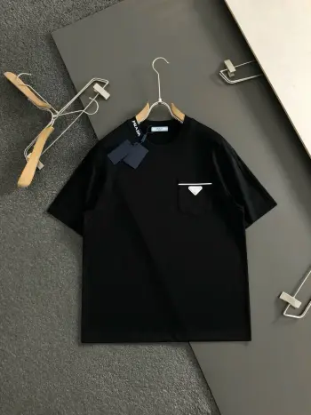 Spring and Summer Metal Triangle Tag Short Sleeve Replica Prada Tshirts and Polos