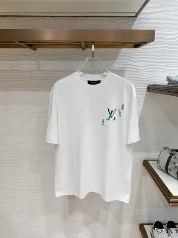 Latest men s short-sleeve round-neck T-shirt Replica Louis Vuitton Tshirts and Polos