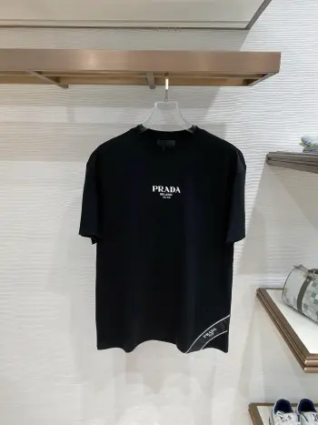 Latest men s short-sleeve round neck T-shirt Replica Prada Tshirts and Polos