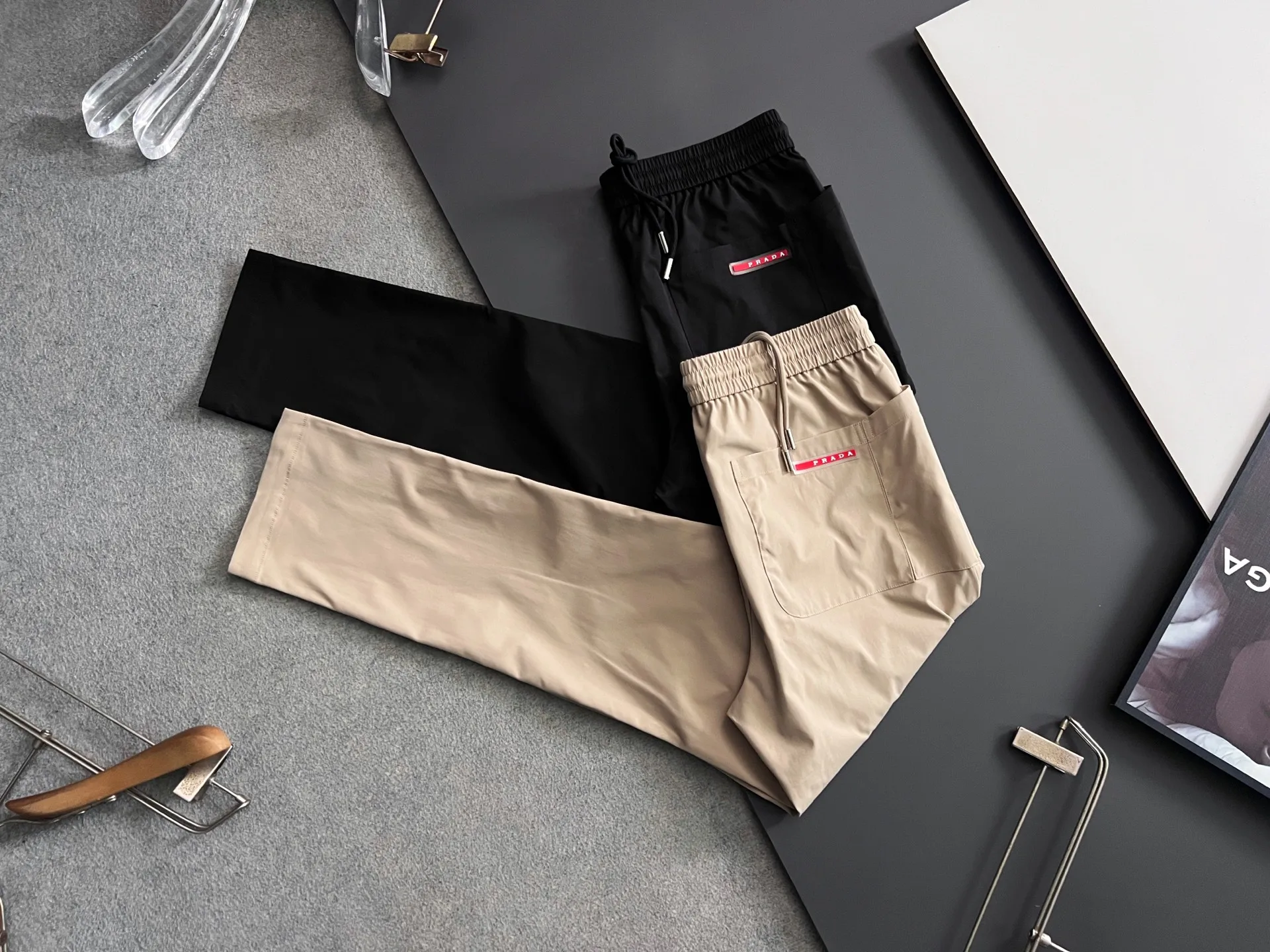 Prada Elastic Waist Straight-leg Casual Pants