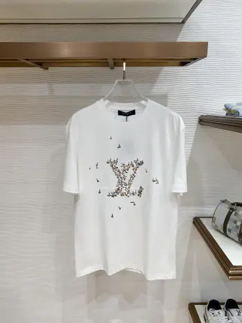 Latest men s short-sleeve round-neck T-shirt Replica Louis Vuitton Tshirts and Polos