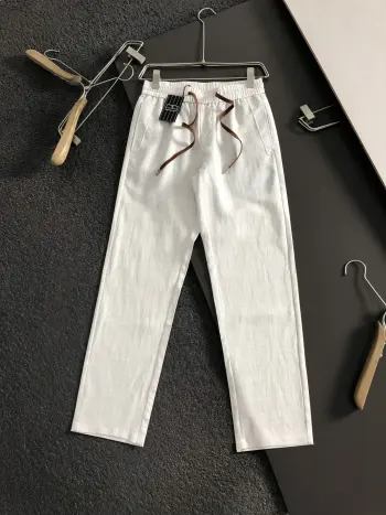 Spring and summer silk linen casual pants Replica Zegna Tshirts and Polos