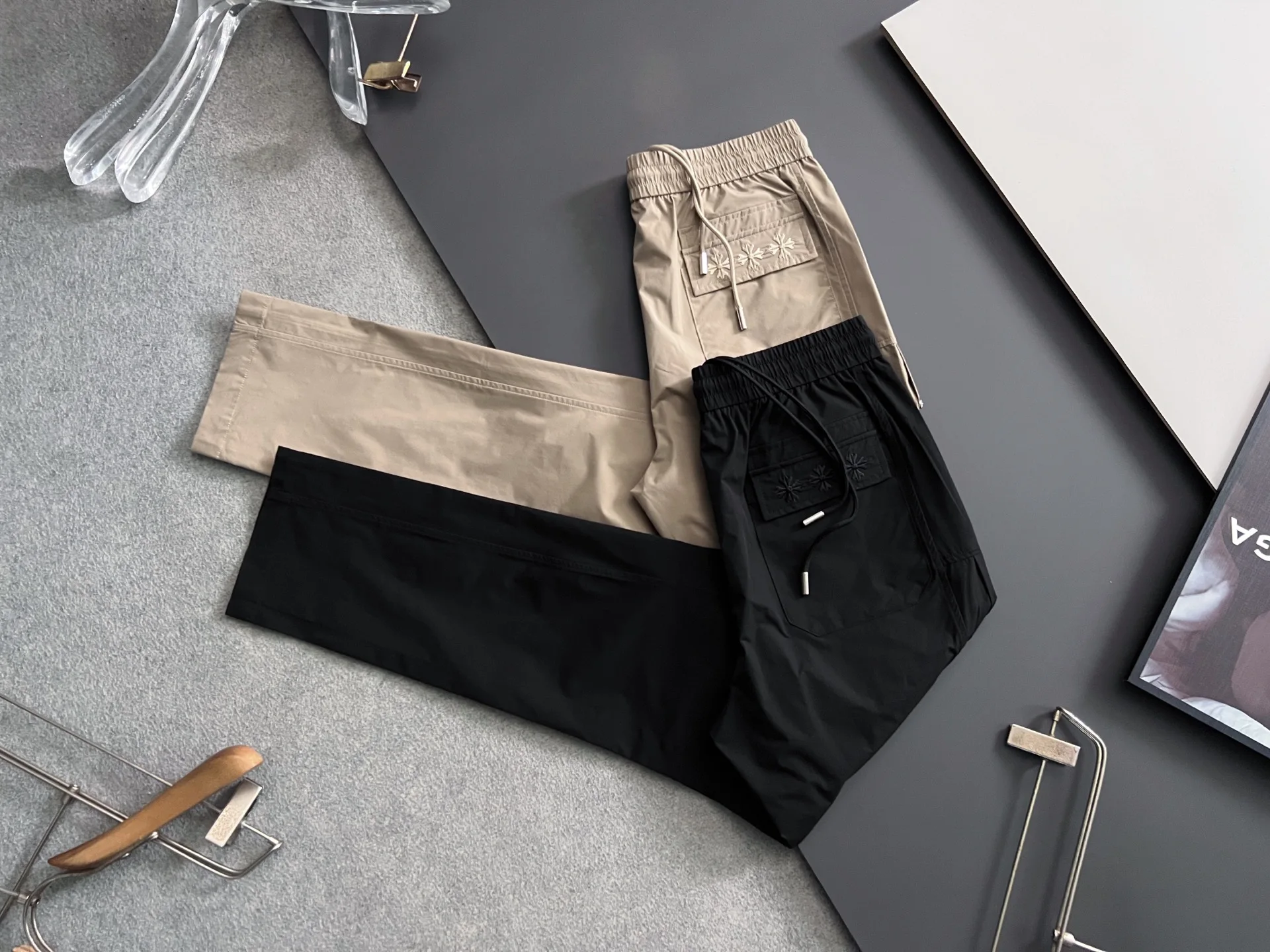 Chrome Heart Elastic Waist Straight-leg Casual Pants