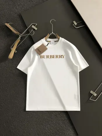 Plaid Patch Embroidery Spring/Summer Short Sleeve Replica Burberry Tshirts and Polos