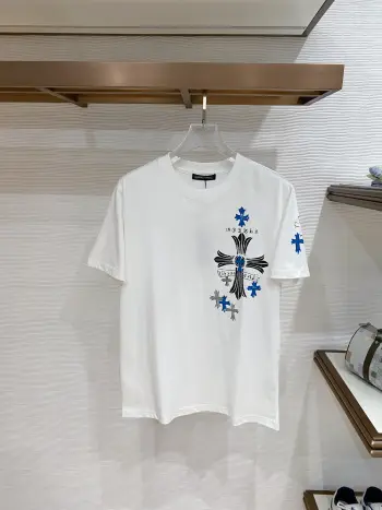 Latest men s short-sleeve round-neck T-shirt Replica Chrome Heart Tshirts and Polos