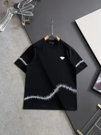 Pure cotton double yarn hot-selling men s short-sleeve T-shirt Replica Prada Tshirts and Polos